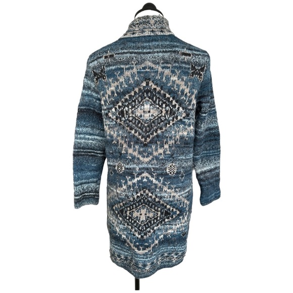 J. Jill Long Cardigan Duster Southwestern Style Sweater Knit Acrylic Wool Size M - Picture 6 of 12